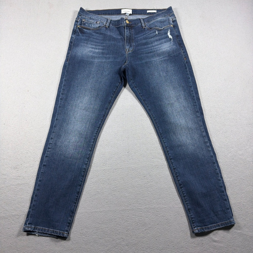 Frame Le Garcon‎ Jeans Women Size 32 Slim Boyfriend Azure Blue Denim Casual Core